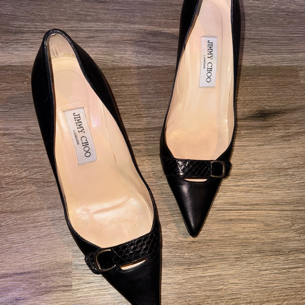 Jimmy Choo Black Stiletto Heels with Pointed Toe